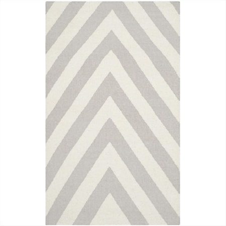 Safavieh 3 ft. x 5 ft. Small Rectangle Contemporary Dhurries- Grey and Ivory- Hand Woven Rug DHU568B-3